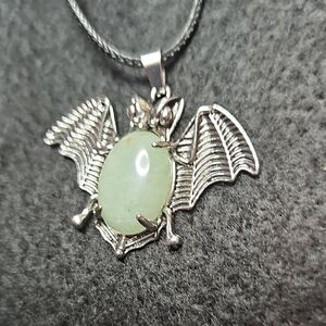 Silver Bat Pendant with Amazonite Stone